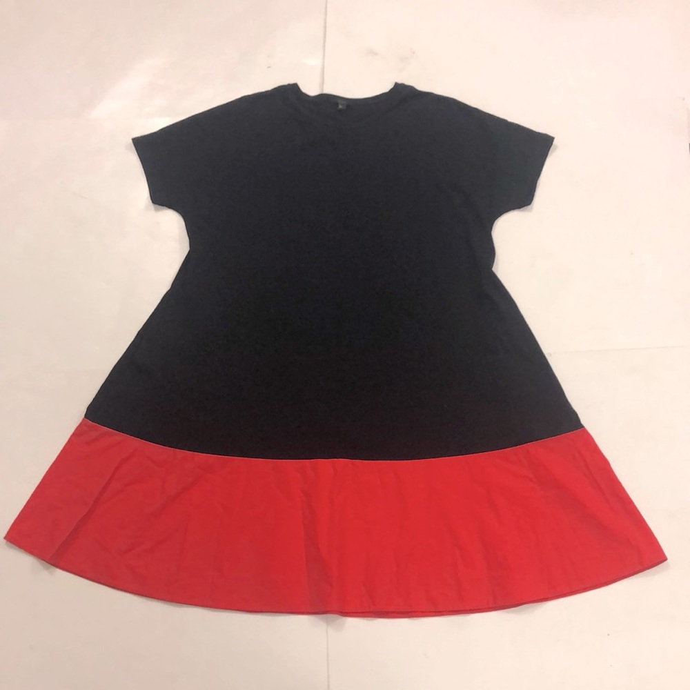 COS L Dress Blue Red Short Sleeve Pockets A-line in Excellent Condition